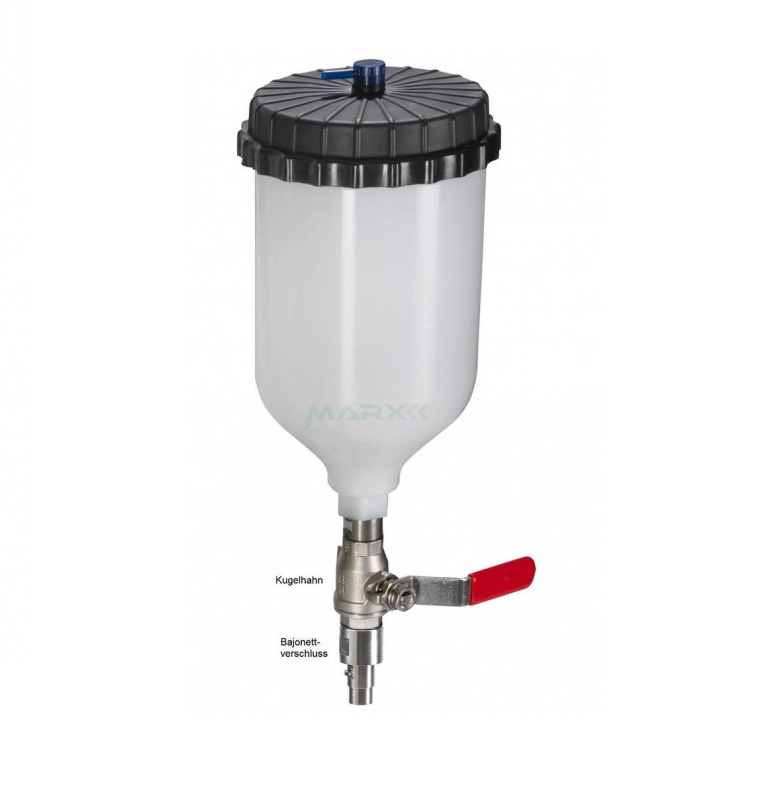 Fliessbecher 2 Liter mit Kugelhahn und Bajonettverschluss