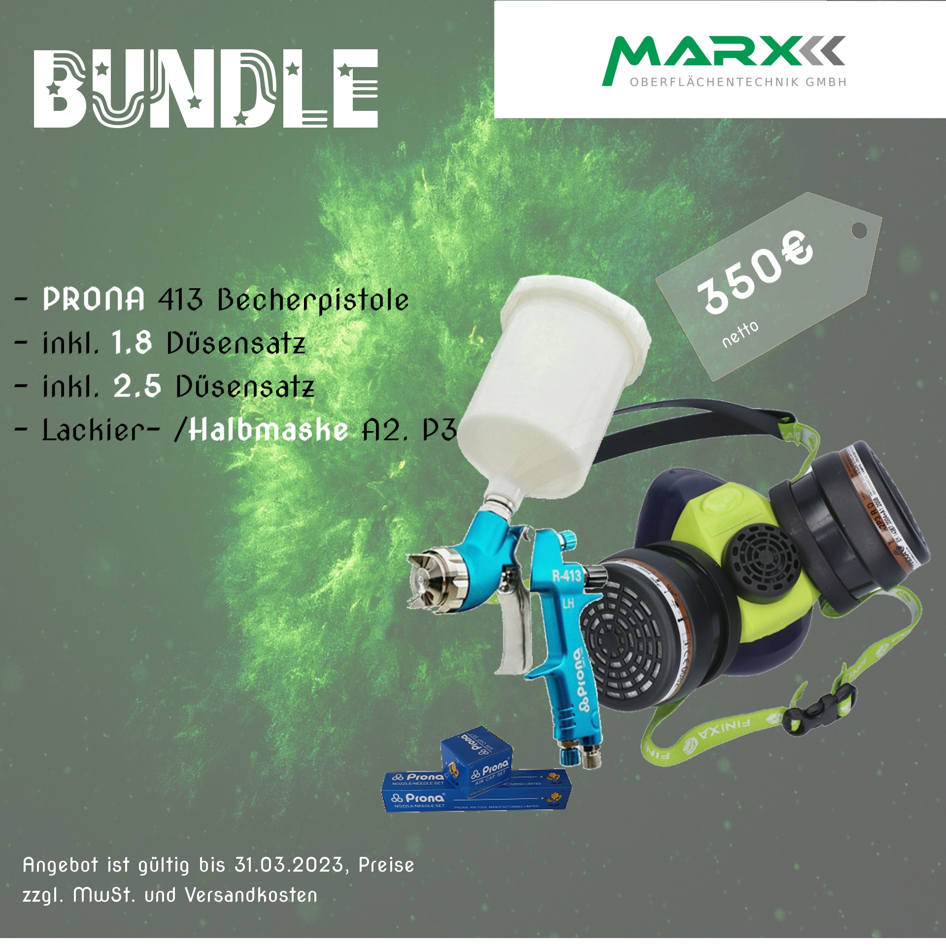 PRONA Bundle – Becherpistole R 413 mit Düsen und Halbmaske