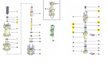 Sames A2 Reparatursatz Hydraulikteil 144.910.797 – Original Ersatzteil mit Dichtungssatz für Hydraulikteile