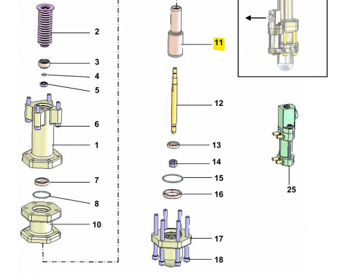 Sames Kremlin Kolben 044.910.001 für Flowmax 17A/34A Sames Kremlin Kolben 044.910.001 Flowmax 17A und 34A Ersatzteil